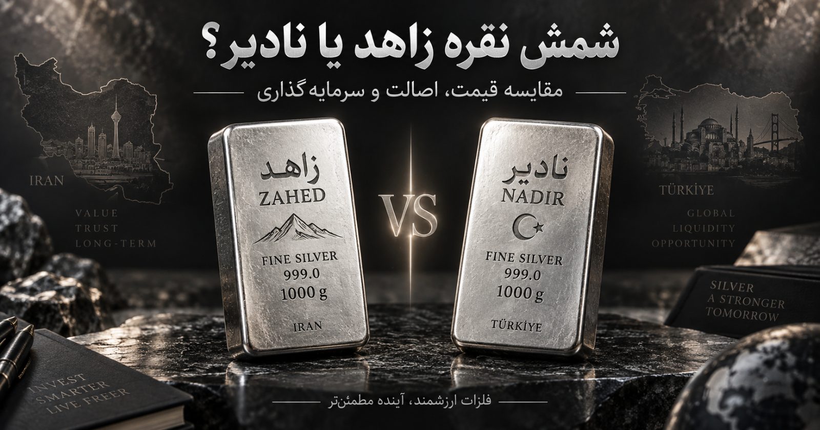 شمش نقره زاهد بهتر است یا نادیر؟ مقایسه کامل ۱۴۰۵ | نقره فتحی