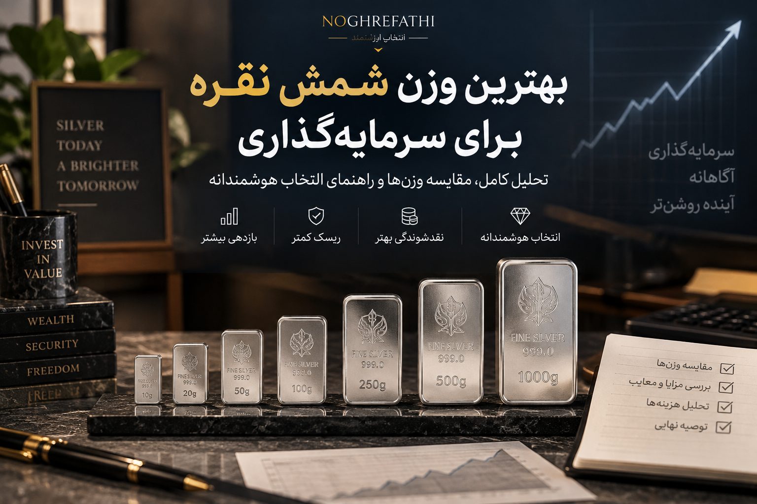بهترین وزن شمش نقره برای سرمایه‌گذاری؛ ۵۰ گرم تا ۱ کیلو